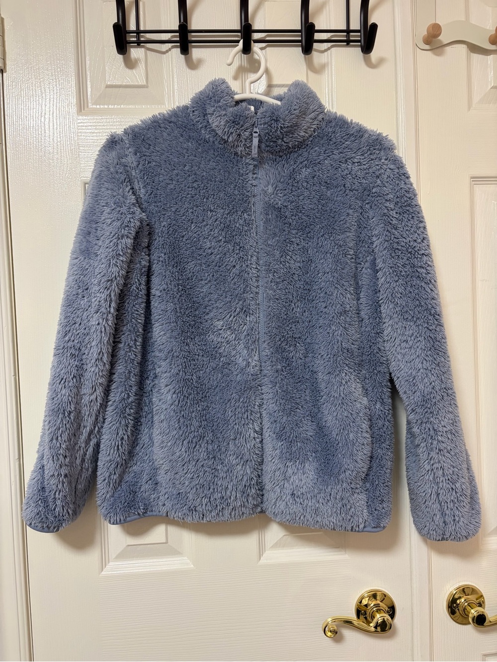 Uniqlo Kids Plush Zip-Up Jacket in Dusty Blue